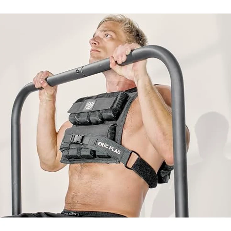 Eric Flag - Gewichtsweste 20kg oder 10kg, Herausnehmbare Metall-Gewichte, Verstellbare Trainingsweste für Crosstraining, Krafttraining, Calisthenics und Gym, Hochwertige Weight Vest Damen & Herren – Bild 4