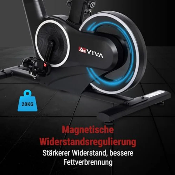 AsVIVA S20 Speedbike, Indoor Cycle Heimtrainer mit 20 kg Schwungmasse, 32 Stufen, Bluetooth und 21,5" Touchdisplay, leise für Zuhause – Bild 11