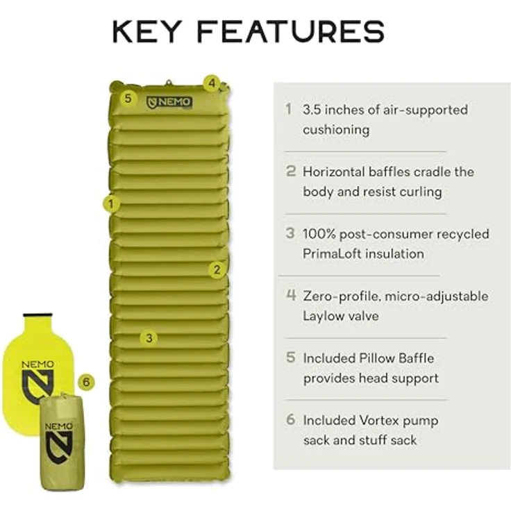 Nemo Equipment Astro Insulated, aufblasbare Isomatte mit PrimaLoft-Isolation und R-Wert 2,6, recyceltes Material – Bild 2