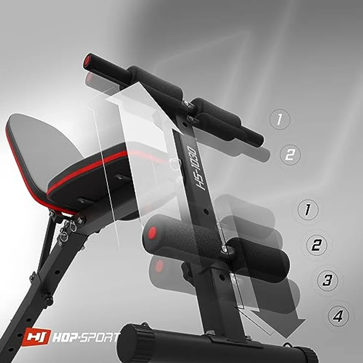 Hop-Sport klappbare Hantelbank HS-1030 mit Beinfixierung - verstellbare Trainingsbank für Bankdrücken oder Sit-ups – Bild 5