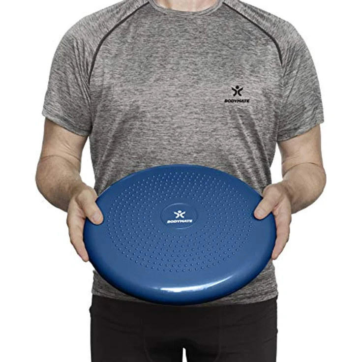 BODYMATE Ballsitzkissen inkl. Pumpe BLAU 34cm Durchmesser - Balance-Kissen, Luftkissen, Balance Pad, Noppenkissen - Core -, Fitness-, Reha-, Koordinations- und Rückentraining – Bild 4