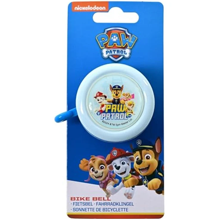 Volare Paw Patrol Fahrradklingel für Kinder, mit Chase, Marshall und Rubble, klarer Klingelton, einfache Montage, robustes Metall, ideal für Fahrräder und Roller – Bild 1