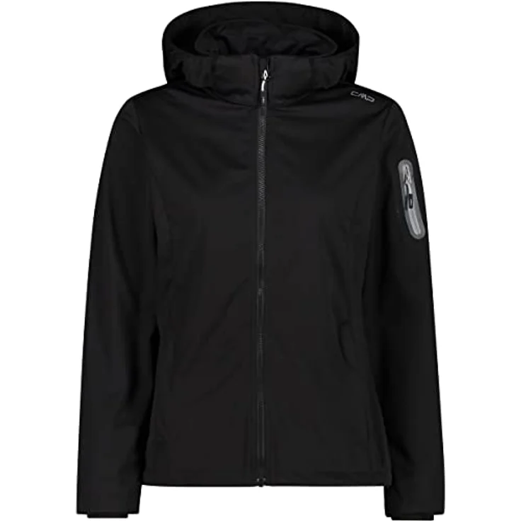 CMP Woman Jacket Zip Hood U901, 3-lagige Softshell Skijacke, winddicht und wasserfest, schwarz, Größe 48 – Bild 1