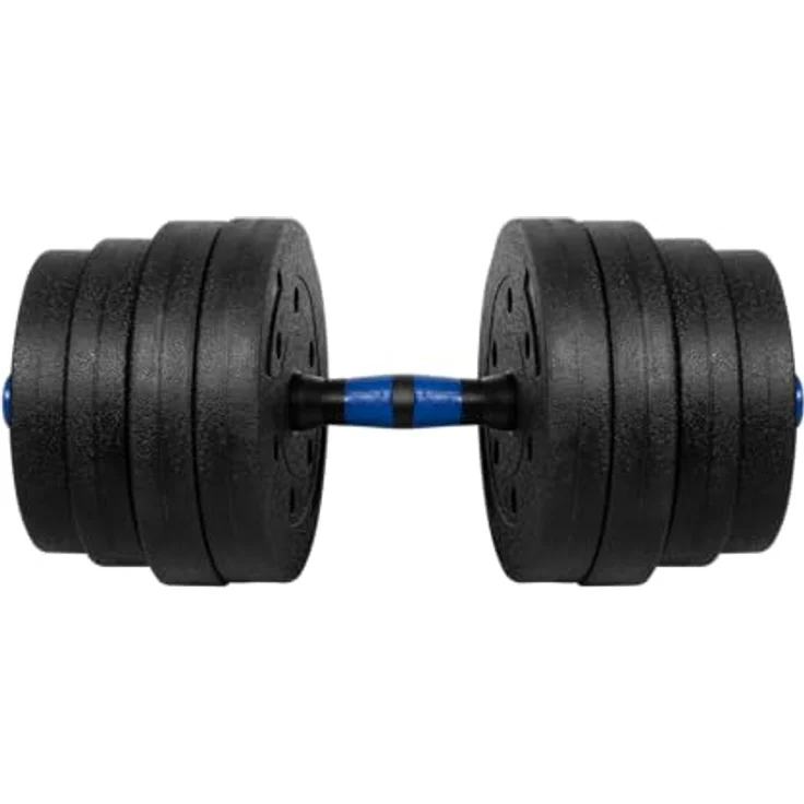 REBEL ACTIVE Bitumen-Hantelset mit Verbindungsstange, 2x15 kg, zementgefüllt, vielseitig für Krafttraining – Bild 2