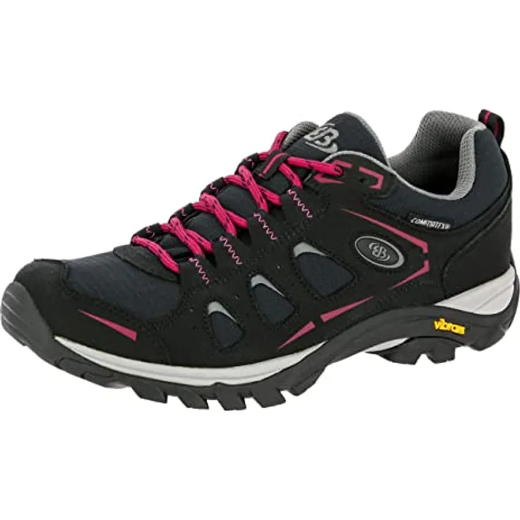 Brütting Damen Wanderschuhe, robuste Outdoorschuhe aus hochwertigem Leder, Schnürung, schwarz, Größe 39