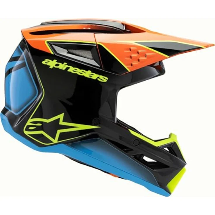 Alpinestars SM3 Fray Jugend Motocross Helm, schwarz/blau/gelb, leichtes Design mit anpassbaren Innen- und Wangenpolstern, Größe Y/L (52/53) – Bild 3