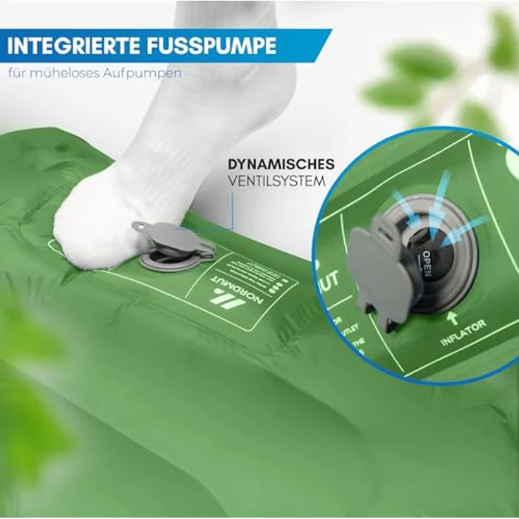 NORDMUT® Isomatte 10 cm, Schnellaufblasend mit integrierter Fußpumpe, Kompakt und Ultra komfortabel für Camping, 40D Ripstop Nylon, Wetterbeständig – Bild 3