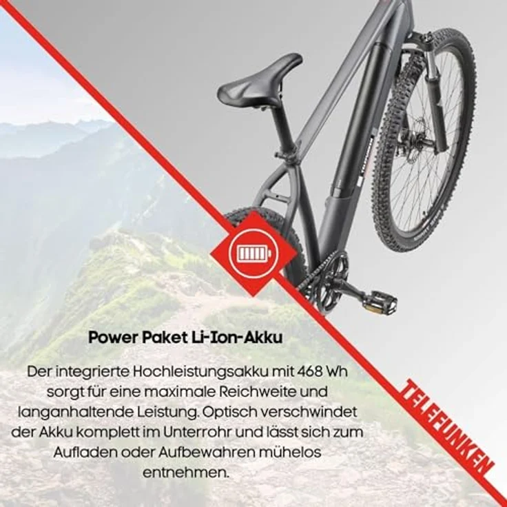 Telefunken E-Bike Aufsteiger M919, 29 Zoll E-MTB mit 7 Gang Shimano Tourney Schaltwerk, Heckmotor und 468 Wh Akku – Bild 9