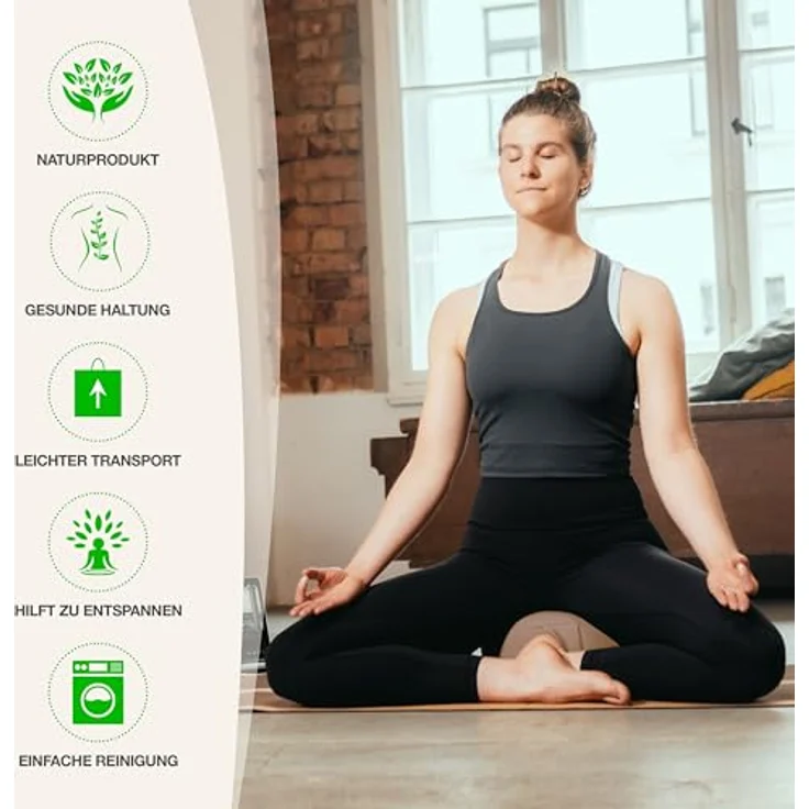 BACKLAxx® Yoga Kissen, Meditationskissen XL Ø35cm [30% mehr Sitzfläche], 15cm hoch mit Buchweizenfüllung, perfektes Meditation Zubehör, Yogakissen rund inkl. Videokurs - Pouf Sitzkissen Boden – Bild 2