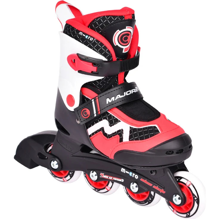Micro Mobility micro Majority, Rollschuhe für Anfänger, rot/schwarz mit 45-Grad-Klettverschluss und Memory-Effekt