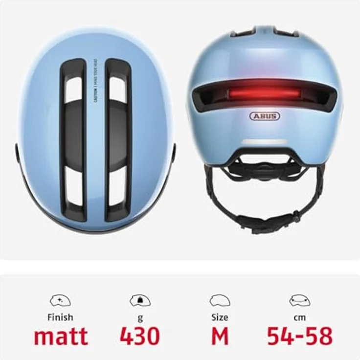 Abus HUD-Y ACE, Velohelm (54 - 58 cm) mit integrierter USB-Heck-LED und Glas-Visier in edlem Design – Bild 3