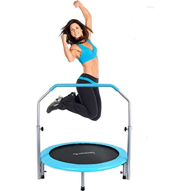 SereneLife Tragbares und faltbares Trampolin – 101,6 cm In-Home Mini Rebounder mit verstellbarem Handlauf, Fitness-Körperübung, federfrei sicher für Kinder – SLELT403 – Bild 1