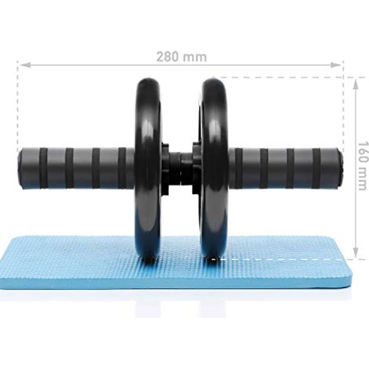 BODYMATE AB Roller Classic, Bauchtrainer zur Stärkung der Core-Muskulatur, Fitnessgerät für Zuhause, Bauchmuskeltrainer inkl. Kniepad, 28 x 16 cm (L x Ø), in Schwarz – Bild 2