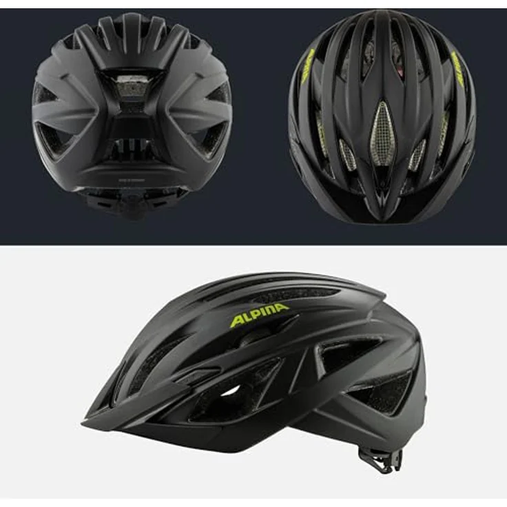 Alpina Parana Black - Neon Yellow Matt, Größe 51 - 56 cm - Fahrradhelm, Farbe Schwarz – Bild 5