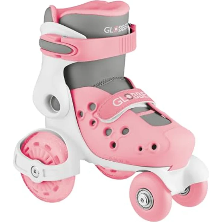 Globber Learning Skates, Quad-Skates für Mädchen, Pastellrosa, verstellbare Größe 26-29, mit Klettverschluss und Polyurethan-Rollen – Bild 1