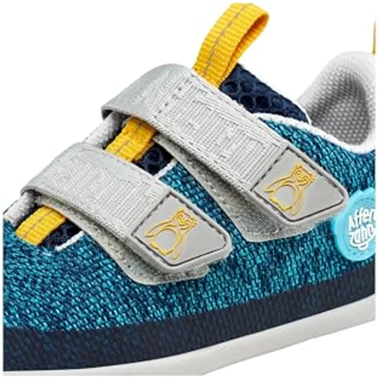 Affenzahn Kid's Barfussschuh Knit Happy, Unisex Kletterschuhe aus recyceltem Polyester, Gummisohle für optimale Griffigkeit, Klettverschluss, Größe 24, Blau – Bild 7