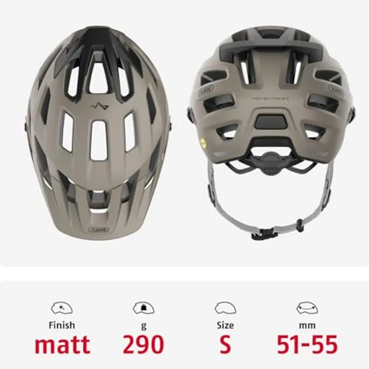 ABUS MTB-Helm Moventor 2.0 MIPS, komfortabler All-Mountain-Helm für Damen und Herren, grau, Größe S, mit optimalem Aufprallschutz und guter Belüftung – Bild 3