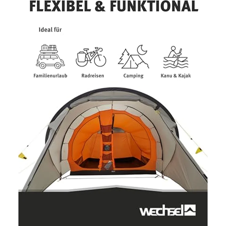 Wechsel Tents Familienzelt Voyager - Travel Line, 4-Personen Zelt mit 1,80 m Stehhöhe und unterteilbarer Schlafkabine – Bild 5