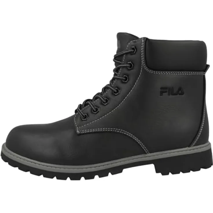 FILA Maverick Mid 55531, Herren Wanderschuhe aus strapazierfähigem Lederimitat, schwarz, mit gepolstertem Schaftrand und griffiger Außensohle