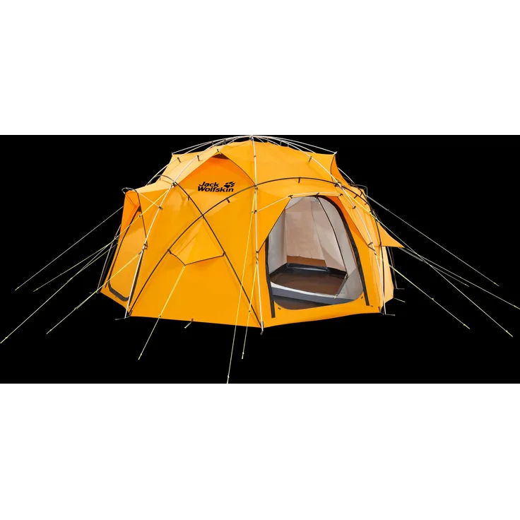 Jack Wolfskin Base Camp Dome, Kuppelzelt für 9+ Personen, 29.76 kg, Geodät, wetterfest, 4 Eingänge, 8 Belüftungsmöglichkeiten, herausnehmbarer Boden