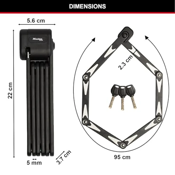 Master Lock 8333EURDPRO, Faltschloss 95 cm, zertifiziert mit Sold Secure Bronze und ART2, gehärteter Stahl mit Polymerbeschichtung – Bild 6