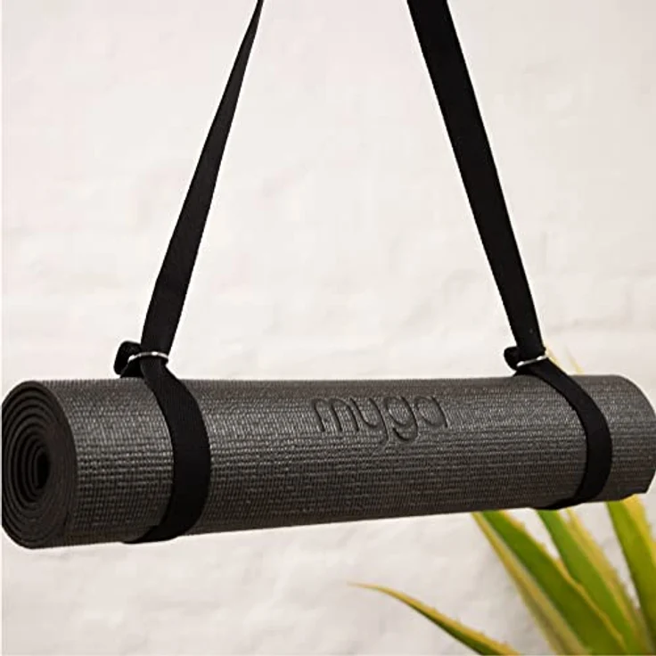Myga 2-in-1 Yoga Gurt, Dehnungs- und Flexibilitätshilfe mit verstellbarem Tragegurt für Yogamatten, 180 cm, schwarz – Bild 5