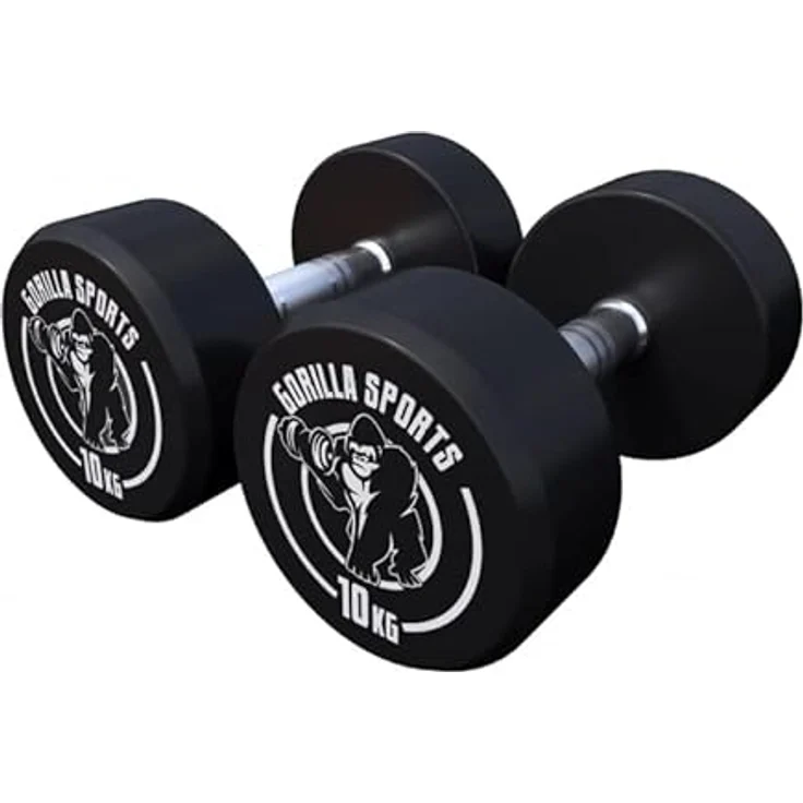 GORILLA SPORTS® Kurzhanteln - Einzeln / 2er Set, von 2,5 bis 40 kg, Gummi, Gusseisen Kern, Schwarz - Rundhanteln, Hantelset, Dumbbells – Bild 2