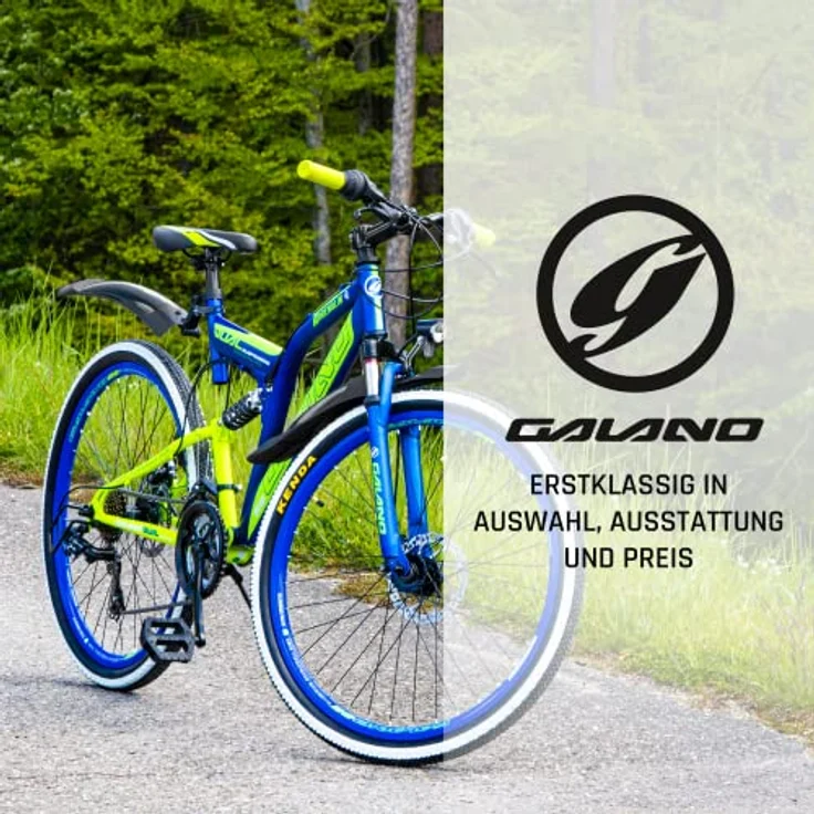 Galano Volt DS Mountainbike Fully, 26 Zoll, 21 Gang, für Jugendliche ab 160 cm, Farben: weiß/grün, schwarz/grün, schwarz/rot – Bild 7