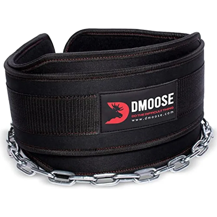 DMoose Dip Gürtel mit Kette 36" Heavy Duty Stahlkette, Comfort Fit gewichtsgürtel, Double Stitching - Maximieren Sie Ihre Gewichtheben & Bodybuilding Workouts