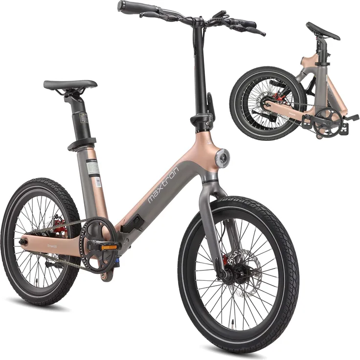 MAXTRON Smart 30 Klapprad E-Bike, 20 Zoll, 250W, 36V, 9,6Ah Samsung Akku, bis zu 60 km Reichweite, IPX5, Bluetooth Display, 25 km/h, für Damen und Herren