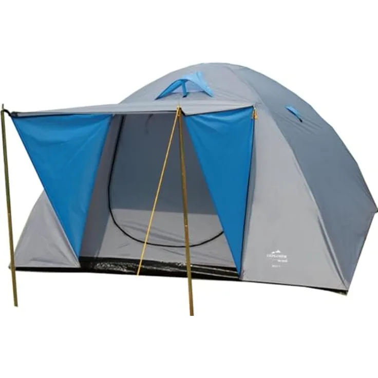 EXPLORER Iglu Doppeldach Kuppelzelt für 2-3 Personen, wettergeschützt, 1500mm Wassersäule, 210x205x130cm, blau-grau, leicht und kompakt für Camping und Outdoor-Aktivitäten