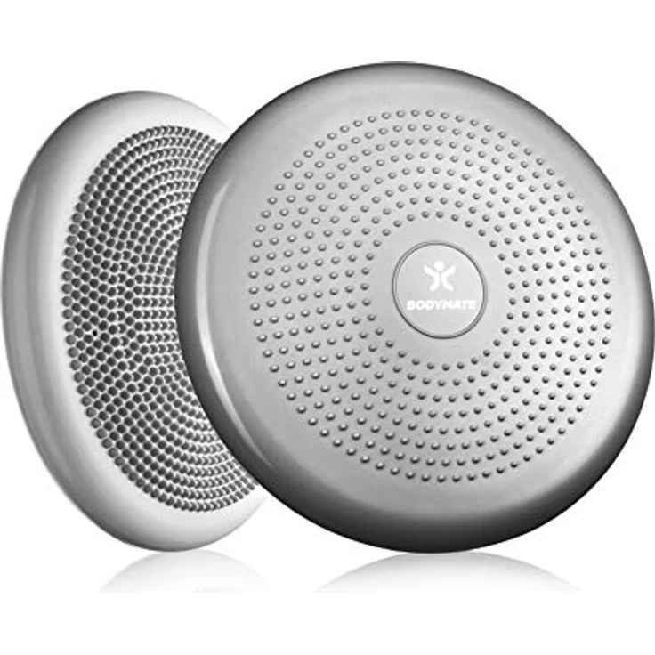 BODYMATE Ballsitzkissen inkl. Pumpe Silber-GRAU 34cm Durchmesser - Balance-Kissen, Luftkissen, Balance Pad, Noppenkissen - Core-, Fitness-, Reha-, Koordinations- und Rückentraining – Bild 1