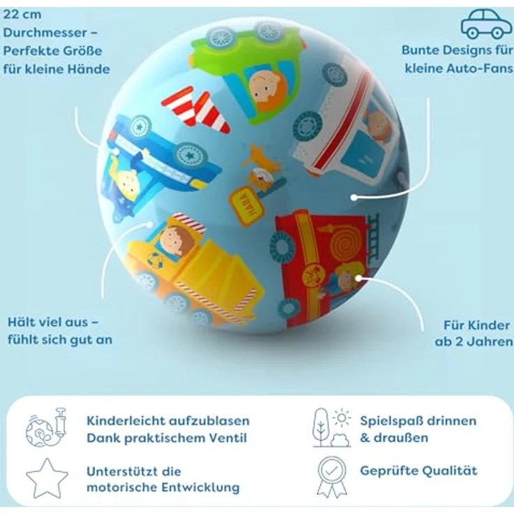 Haba Spielball Kleinkindwelt Ball Fahrzeuge, 23 cm Ø, ideal für In- und Outdooraktivitäten, ab 2 Jahren – Bild 3