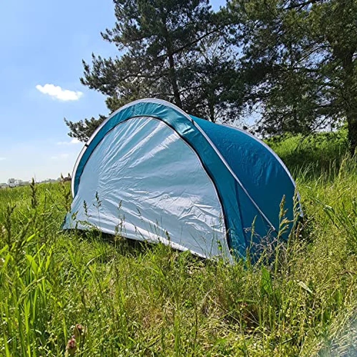 Trizand Strandzelt, halboffen mit Pop-up-Design, für 3 Personen, blau/weiß, 1.35 kg – Bild 3