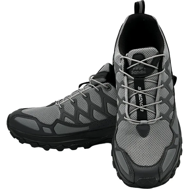 Nowaland Outdoor-Trail Wanderschuhe, leicht, atmungsaktiv, Dunkelgrau-Grau, Schnellverschluss, rutschfeste Synthetiksohle