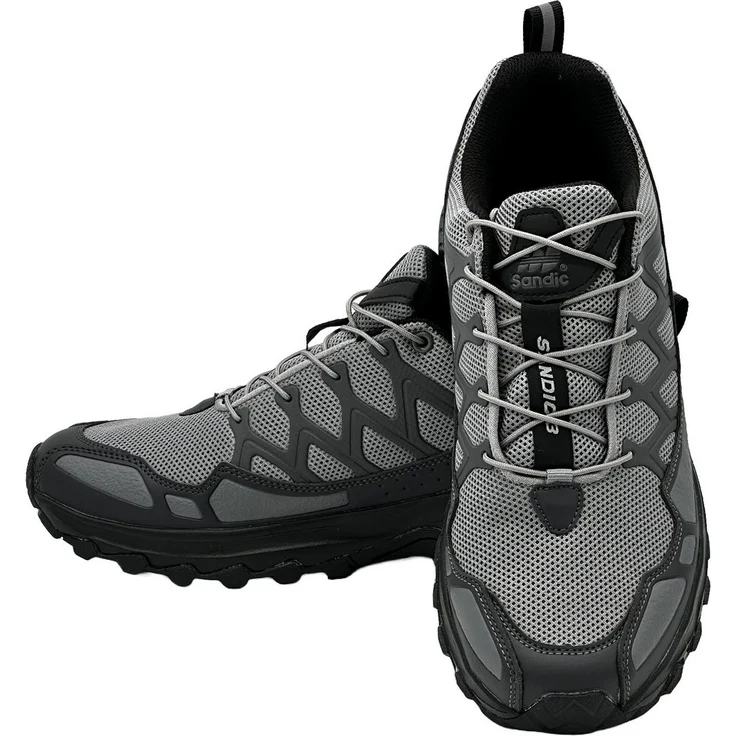 Nowaland Outdoor-Trail Wanderschuhe, leicht, atmungsaktiv, Dunkelgrau-Grau, Schnellverschluss, rutschfeste Synthetiksohle