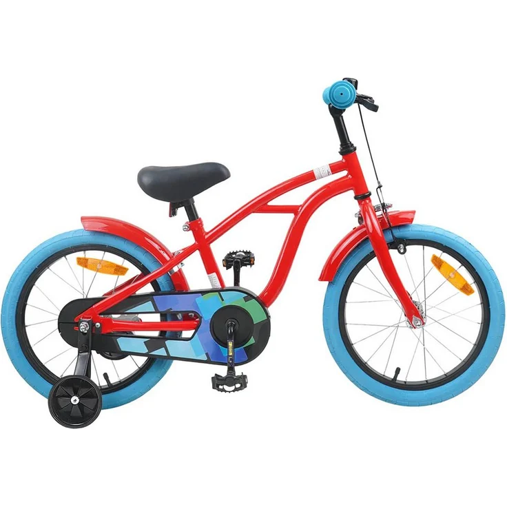 vidaXL Kinderfahrrad 16 Zoll, für 4-6 Jahre, rot, Platzsparender Zusammenbau