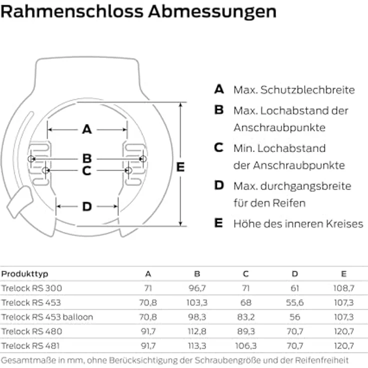 Trelock RS 453 Protect-O-Connect, Veloschloss mit Trelock Security Level 4, leichtes Design für Ballon- oder Standardreifen – Bild 4