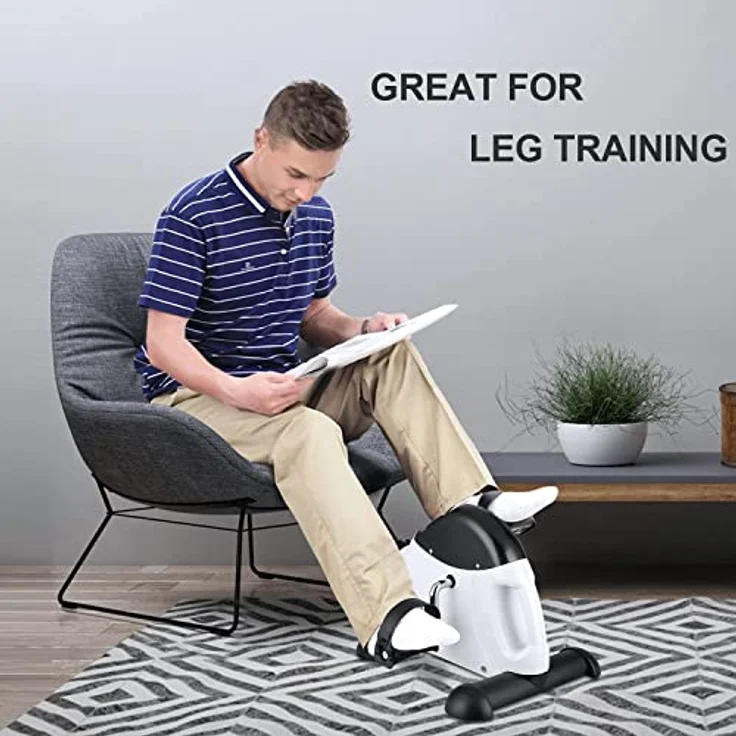 himaly Mini bike Heimtrainer, Pedaltrainer/Armtrainer und Beintrainer/Verstellbare Digitale Pedale Mit LCD-Display/Mini Fitnessbike(Weiß) – Bild 4