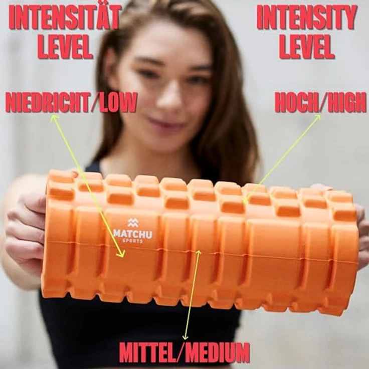 MATCHU Faszienrolle - Massageroller in Orange, 33x14 cm, mittel, für Selbstmassage und Verspannungsabbau – Bild 3