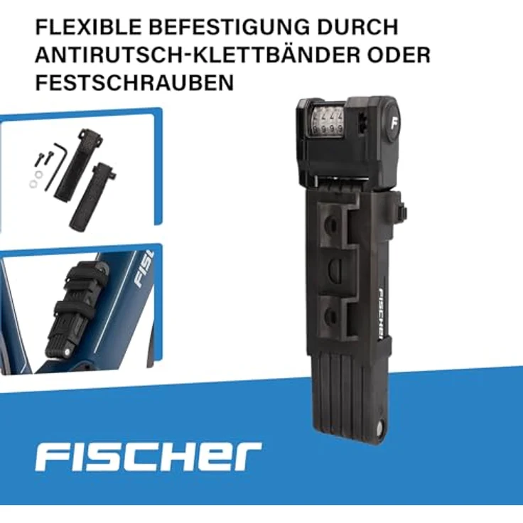 Fischer Fahrrad-Faltschloss PROTEC PLUS+ FN110, extra langes Faltschloss mit beleuchteten 4-fach Zahlenwalzen, 10.000 Kombinationsmöglichkeiten, Soft-Material Überzug, geeignet zum Abschließen von 2 Fahrrädern – Bild 4