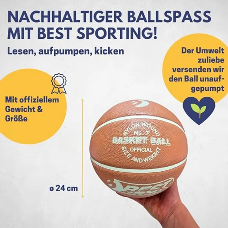 Best Sporting Basketball Größe 7 I unaufgepumpt I robuster Outdoor Basketballs I Naturlatex & cellularem Gummi I Erwachsene & Kinder I leistungsstark & strapazierfähig - Blau – Bild 4