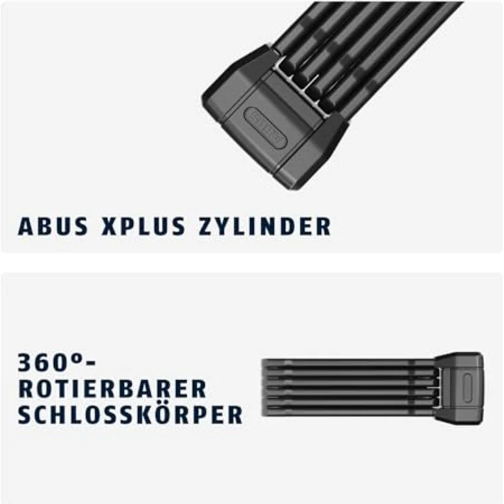 Abus Bordo 6200K, Faltschloss, 94 cm, mit ABUS XPlus-Zylinder und robuster Stahlummündung, schwarz – Bild 7