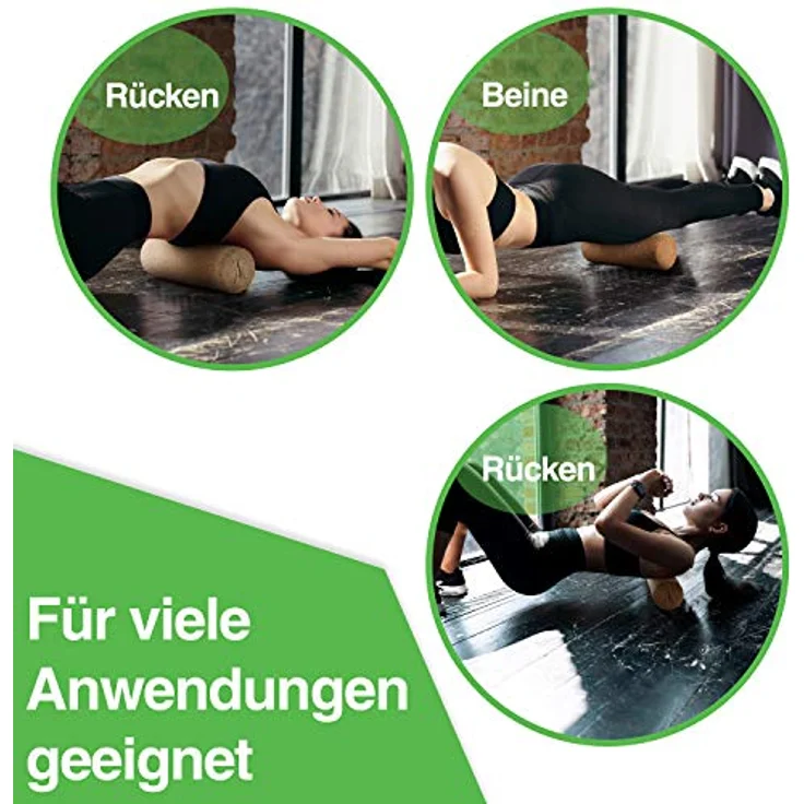 BACKLAXX ® Faszienrolle Set aus Kork – schadstofffreie, antibakterielle Faszienrolle für Rücken und Wirbelsäule, inkl. Anwendungsvideos und Baumwolltasche – Bild 5