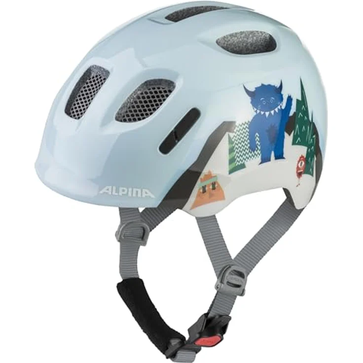 ALPINA Ximo, Leichter & Bruchfester Kinderfahrradhelm mit 360°-Fitsystem und optionalem LED-Licht, Mountain Monster Gloss, 45-49 – Bild 1