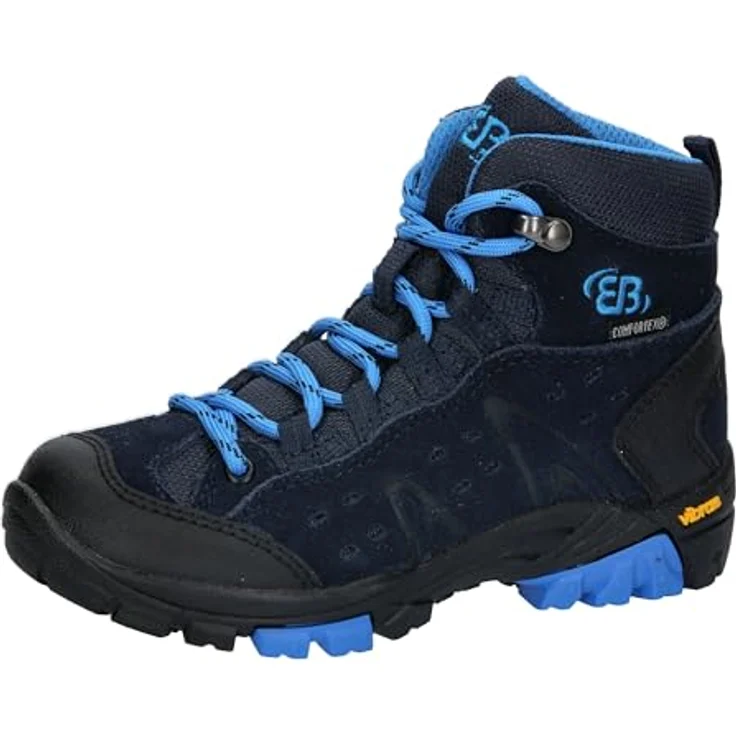 Brütting Mount Bona High Kids, Wanderschuhe für Jungen, blau, wasserdichte Comfortex-Klimamembrane, rutschfeste Vibram-Laufsohle, Größe 28 – Bild 1