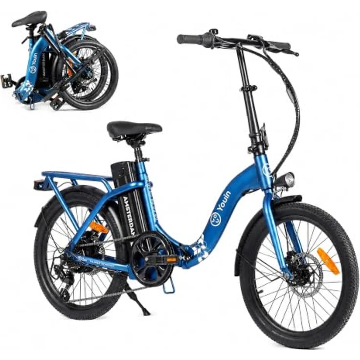 PixelPilot E-Bike Klapprad 20 Zoll, faltbares Elektrofahrrad mit 250-W-Heckmotor, 281-Wh-Akku, bis 45 km Reichweite, Shimano Altus 7-Gang, Citybike für Damen und Herren – Bild 1