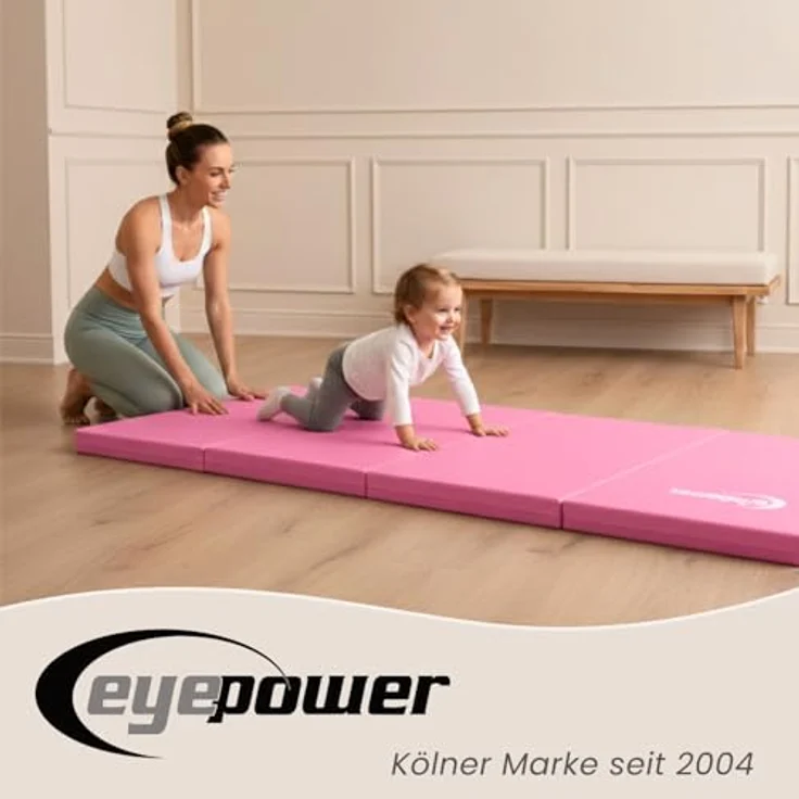 Eyepower Fitnessmatte 180x60 Klappbare Gymnastikmatte 5cm dicke Matte, Weichbodenmatte pink – Bild 10