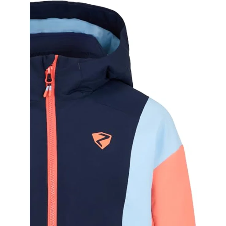 Ziener Kinder Skijacke Abbe-z Jacket 176, gefütterte, atmungsaktive und wasserdichte Jacke mit Schneefang, Blau – Bild 3