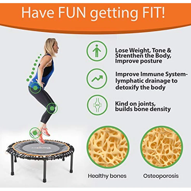 FIT BOUNCE PRO XL Bungee Rebounder ist ein klappbares geräuschloses orthopädisches Qualitäts Indoor Mini Trampolin für Erwachsene und Kinder |DVD|extrabreite Sprungfläche Zugelassen für Physiotherapie – Bild 2